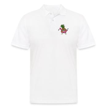Ananas Dabbing Flamingo Swimming Tire Holiday Rip - Polo Homme - blanc - Devant - Kai (181cm)
