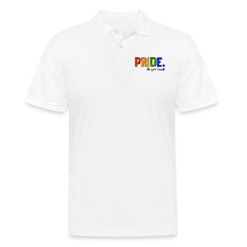 Pride LGBT Liebe gewinnt, wir sind queer und stolz - Männer Poloshirt - Weiß - Vorne - Kai (181cm)
