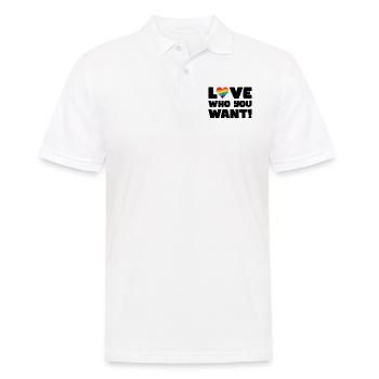 Pride LGBT Liebe gewinnt, wir sind queer und stolz - Männer Poloshirt - Weiß - Vorne - Kai (181cm)