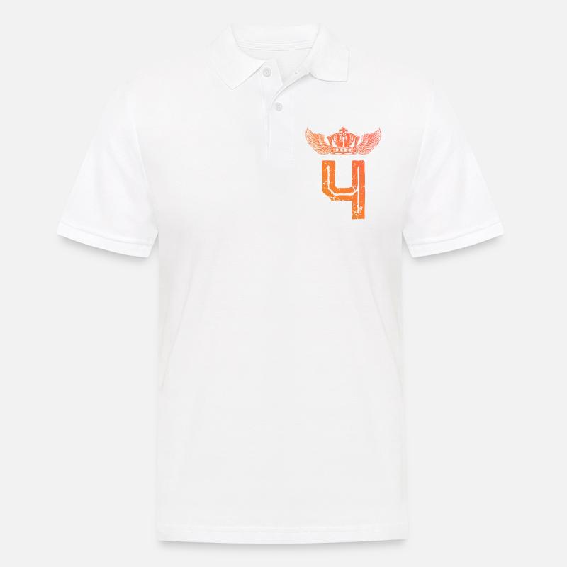 4 Zahl Krone - Männer Poloshirt - Weiß