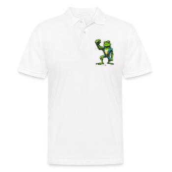 Fist in the Air: Powerful Muscle Frog - Men's Polo Shirt - white - Front - Kai (181cm)