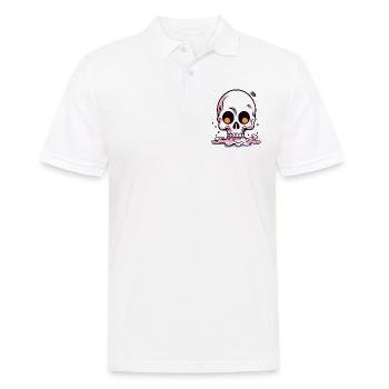 Schmelzender Cartoon Totenkopf - Männer Poloshirt - Weiß - Vorne - Kai (181cm)