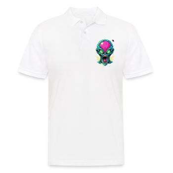 Pink Green Angry Cool Alien - Men's Polo Shirt - white - Front - Kai (181cm)