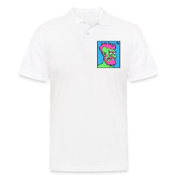 Männlicher Cartoon Mann - Männer Poloshirt - Weiß - Vorne - Kai (181cm)