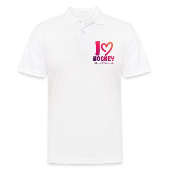 Ich liebe Hockey - Männer Poloshirt - Weiß - Vorne - Kai (181cm)