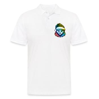 Cat Head Christmas Portrait Colorful - Men's Polo Shirt - white - Front - Kai (181cm)