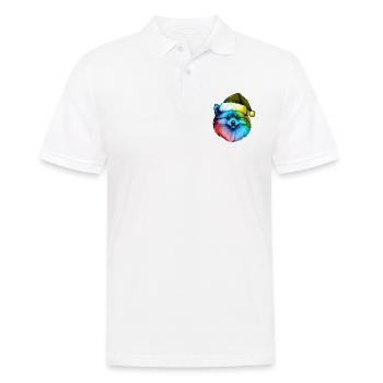 Pomeranian Christmas Portrait Pomeranian Dog Colorful - Men's Polo Shirt - white - Front - Kai (181cm)
