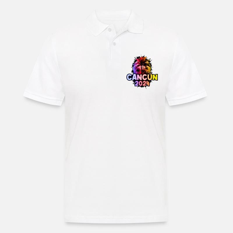 Cancun 2024 Urlaub Bunt - Männer Poloshirt - Weiß