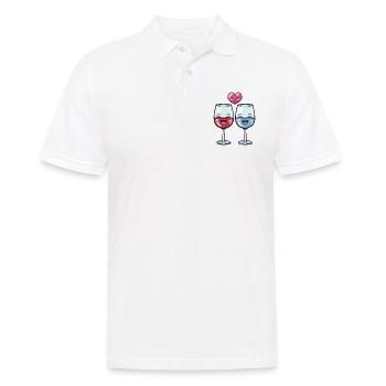 Rotwein Paar Wein Liebe Herz Lustig - Männer Poloshirt - Weiß - Vorne - Kai (181cm)