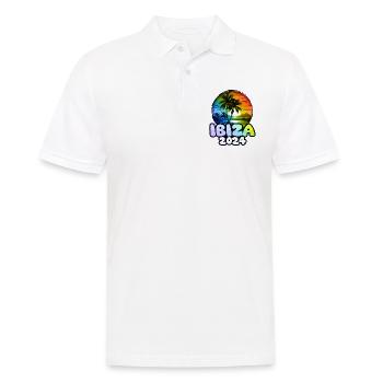 Ibiza 2024 Palmiers Colorés - Polo Homme - blanc - Devant - Kai (181cm)