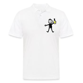 Boire une bouteille de bière - Polo Homme - blanc - Devant - Kai (181cm)