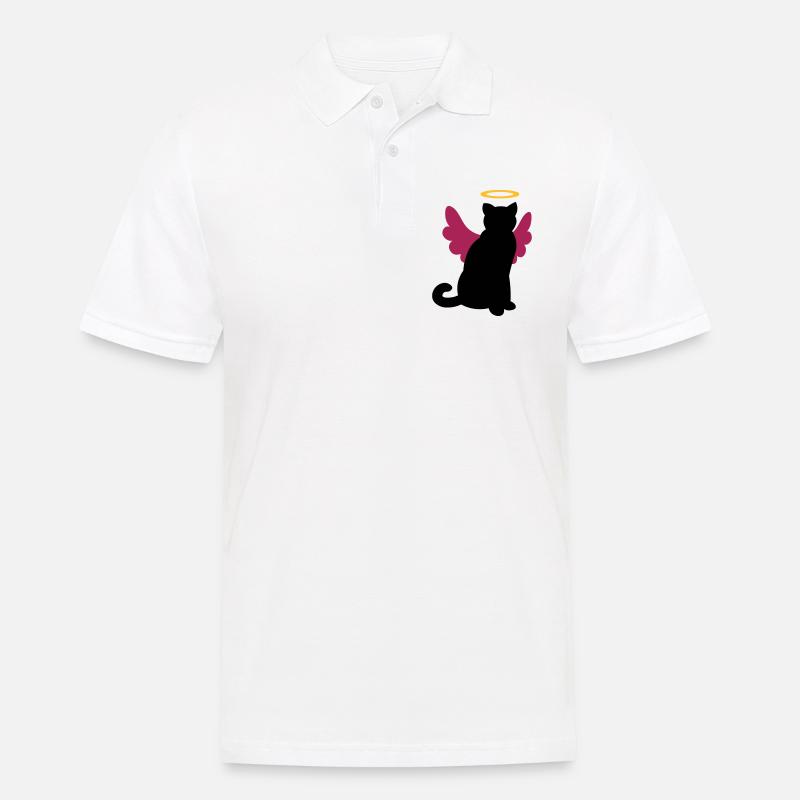 Angel cat - Chat ange - Engelskatze - Männer Poloshirt - Weiß