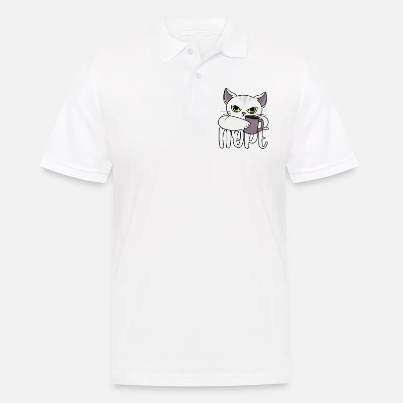 Nope Katze Kaffee - Männer Poloshirt - Weiß