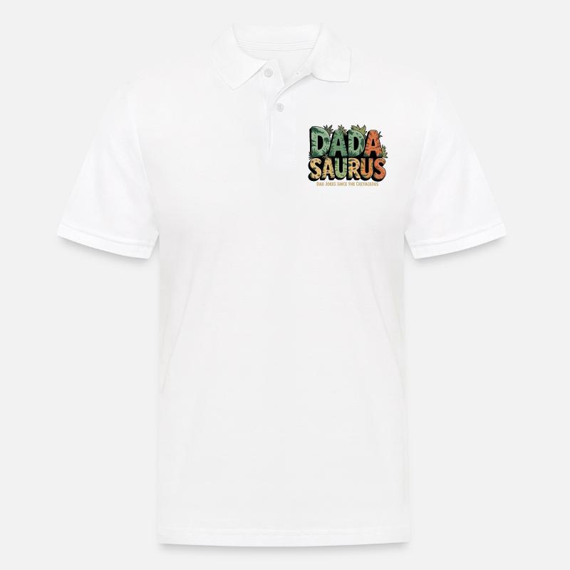 Dinosaurier Papa Saurus Geschenk Papa - Männer Poloshirt - Weiß
