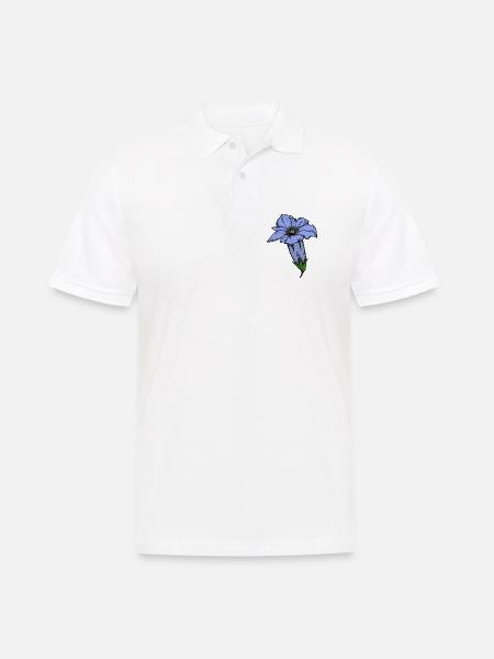 Enzian, gezeichnet - Männer Poloshirt - Weiß