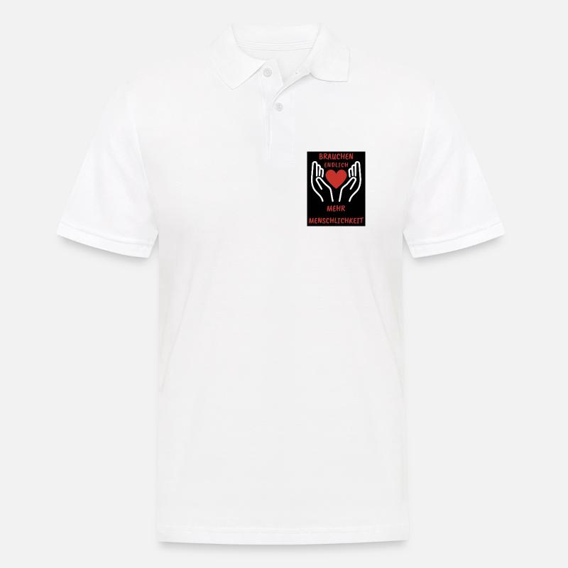 Herz- und Handdesign mit Botschaft - Männer Poloshirt - Weiß