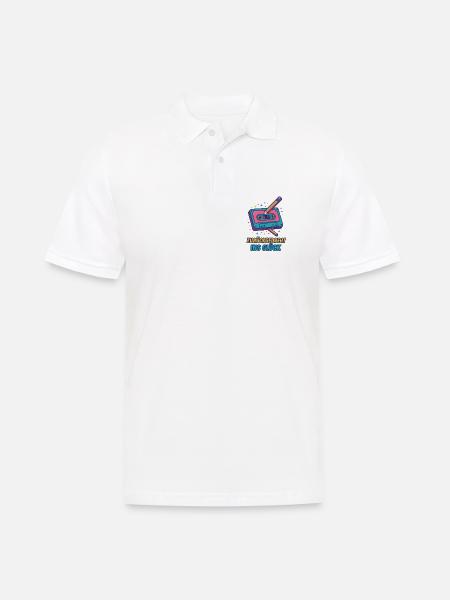 Kassette Neon Retro Druck - Männer Poloshirt - Weiß
