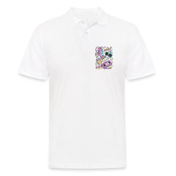 80er 90er Retro Technik Nostalgie Gamer - Männer Poloshirt - Weiß - Vorne - Kai (181cm)