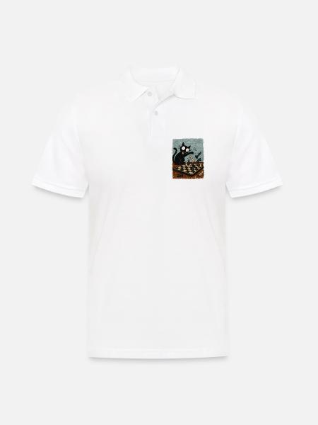  Katzen Schachspieler Schachspiel Schachbrett - Männer Poloshirt - Weiß