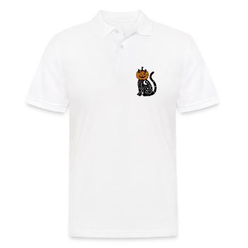 Halloween Katze Kürbiskostüm - Männer Poloshirt - Weiß - Vorne - Kai (181cm)