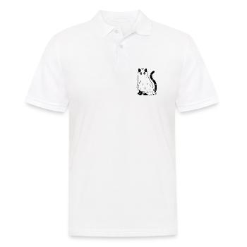 Halloween Katze Gespenst - Schwarz - Männer Poloshirt - Weiß - Vorne - Kai (181cm)