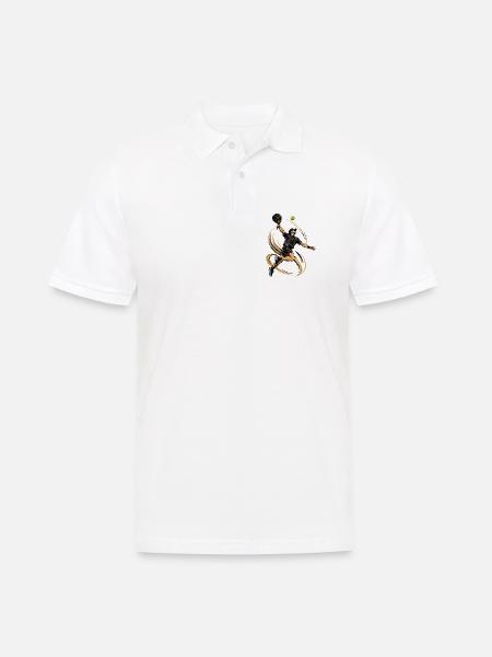 Tennisheld im Wirbel mit Goldspiralen - Männer Poloshirt - Weiß