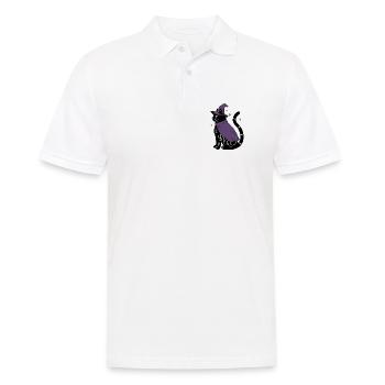 Magische Halloween Katze als Hexe - Bunt - Männer Poloshirt - Weiß - Vorne - Kai (181cm)