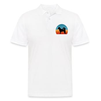 Ostsibirische Laika Hund Silhouette Retro Sonnenuntergang - Männer Poloshirt - Weiß - Vorne - Kai (181cm)
