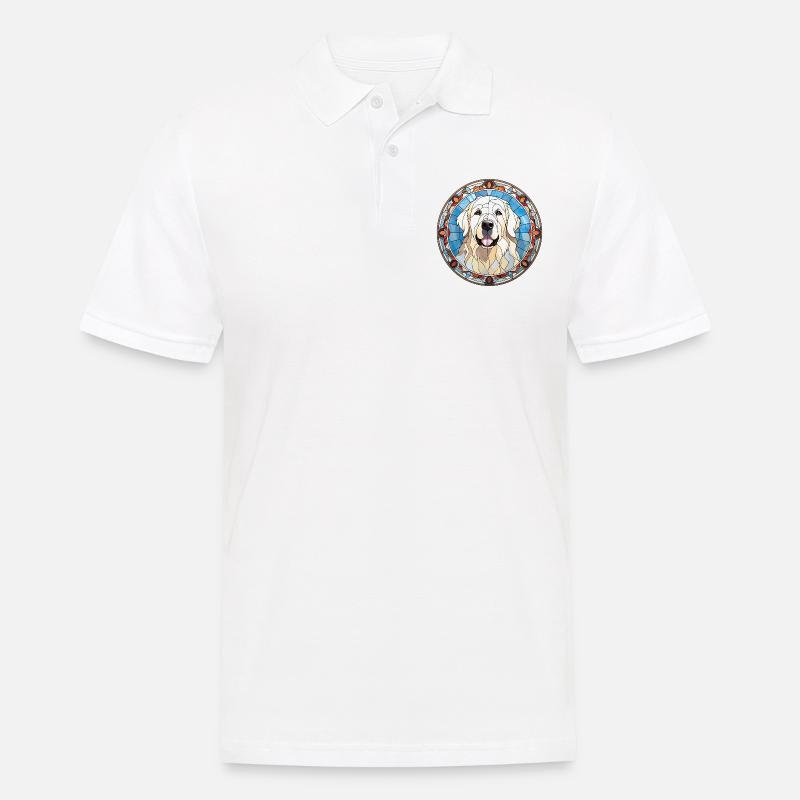 Große Pyrenäen Hunderasse Aquarellglas - Männer Poloshirt - Weiß