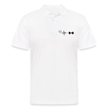 Hantel Puls Liebe - Männer Poloshirt - Weiß - Vorne - Kai (181cm)