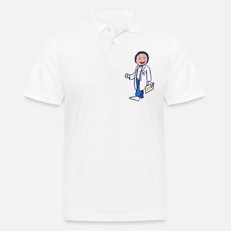 Arzt mit Arztkittel - Männer Poloshirt - Weiß