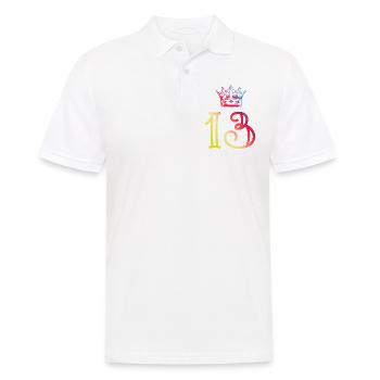 13 Zahl Krone - Männer Poloshirt - Weiß - Vorne - Kai (181cm)