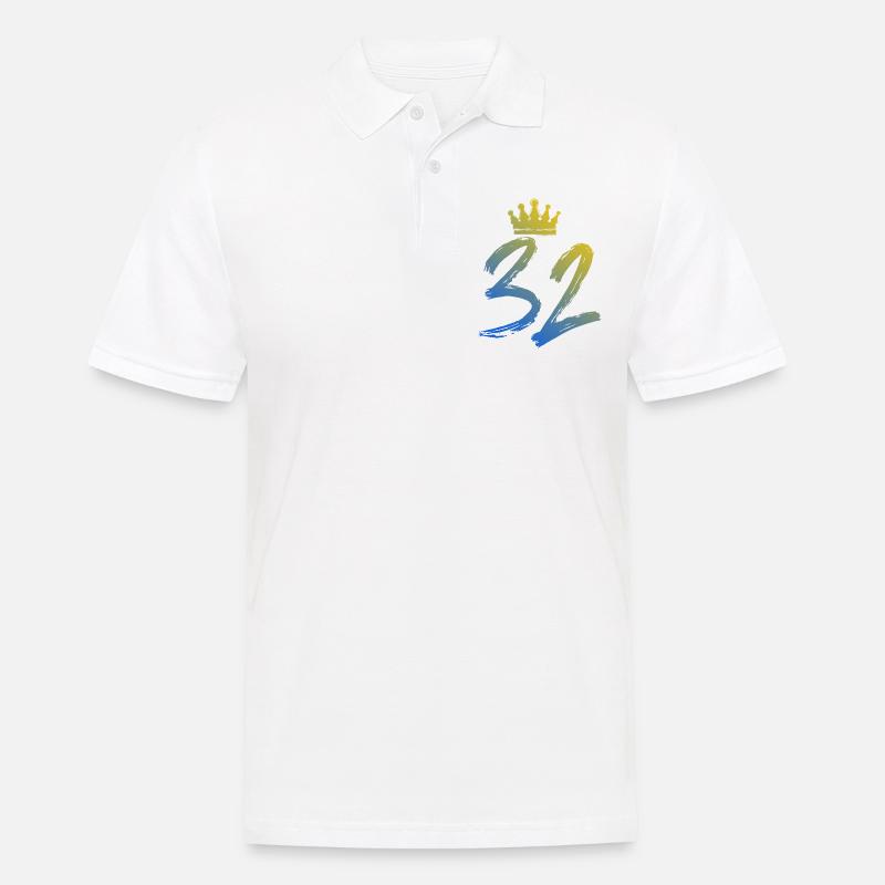 32 Zahl Krone - Männer Poloshirt - Weiß
