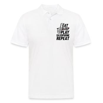 Manger dormir Jouer Saxophones Répéter Jouer des saxophones - Polo Homme - blanc - Devant - Kai (181cm)