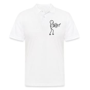 Funny Stick Figure Bagpiper Funny Bagpipe Instrume - Männer Poloshirt - Weiß - Vorne - Kai (181cm)