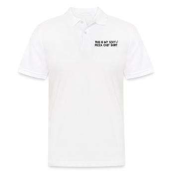 This is my sexy pizza chef shirt - Pizza Chef Funn - Männer Poloshirt - Weiß - Vorne - Kai (181cm)