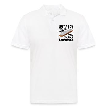 Just A Boy Who Likes To Play Harmonica - Men's Polo Shirt - white - Front - Kai (181cm)
