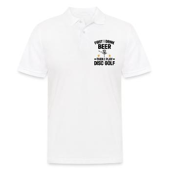 D’abord je bois de la bière puis je joue au disc golf - Disc Go - Polo Homme - blanc - Devant - Kai (181cm)