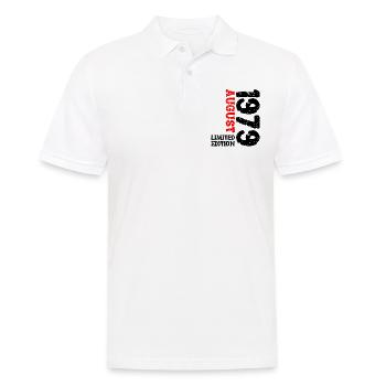 1979 August Limited Edition 44. Geburtstag Outfit - Männer Poloshirt - Weiß - Vorne - Kai (181cm)
