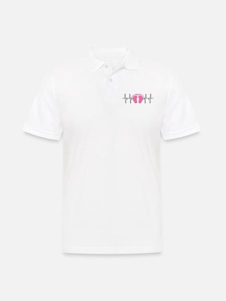 Herzschlag EKG Baby Mädchen rosa Babyfüße - Männer Poloshirt - Weiß