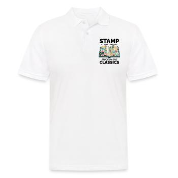 Vintage Postage Stamp Collector Dad Philatelist - Men's Polo Shirt - white - Front - Kai (181cm)