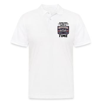 Vintage '80s Cassette Tape: Time Travel in Style - Men's Polo Shirt - white - Front - Kai (181cm)