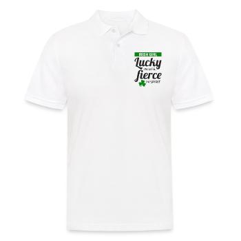 Irish Girl: Glücklicher und heftiger Humor - Männer Poloshirt - Weiß - Vorne - Kai (181cm)