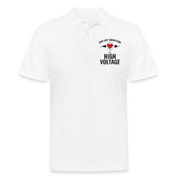 Électricien Valentine : High Voltage Love - Polo Homme - blanc - Devant - Kai (181cm)