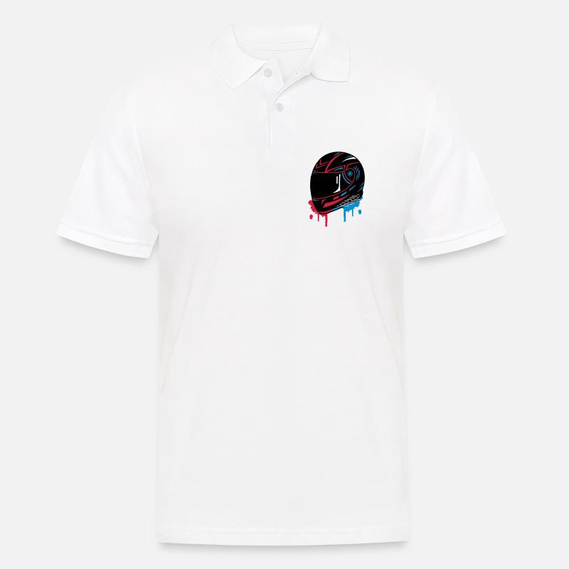 cooles Motorradhelm Graffiti - Männer Poloshirt - Weiß