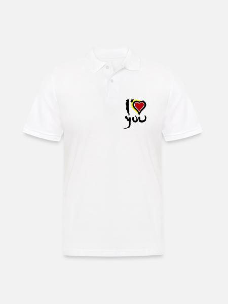 Je t’aime Heart Abstract Art Saint-Valentin - Polo Homme - blanc