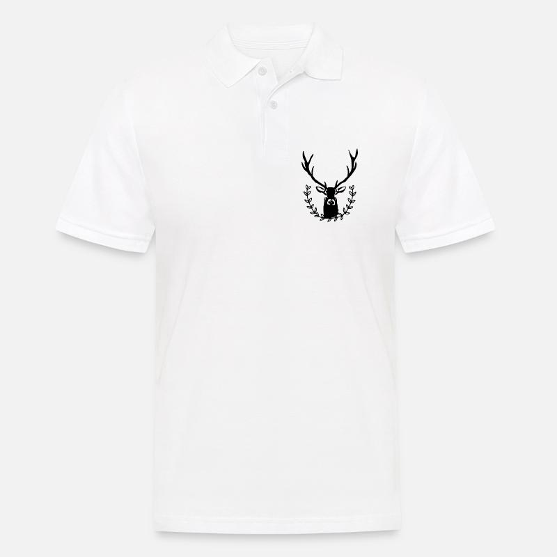 Hirsch mit Lorbeerkranz - Männer Poloshirt - Weiß