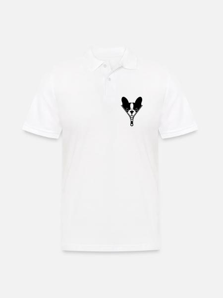 French Bulldog in a Zipper - Men's Polo Shirt - white