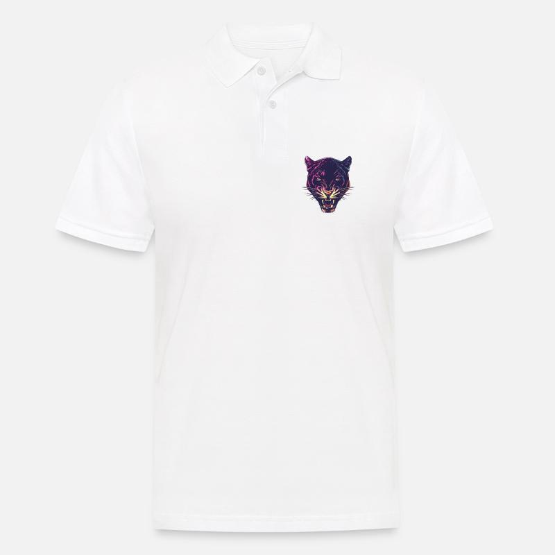 Conception de la tête de panthère au néon - Polo Homme - blanc