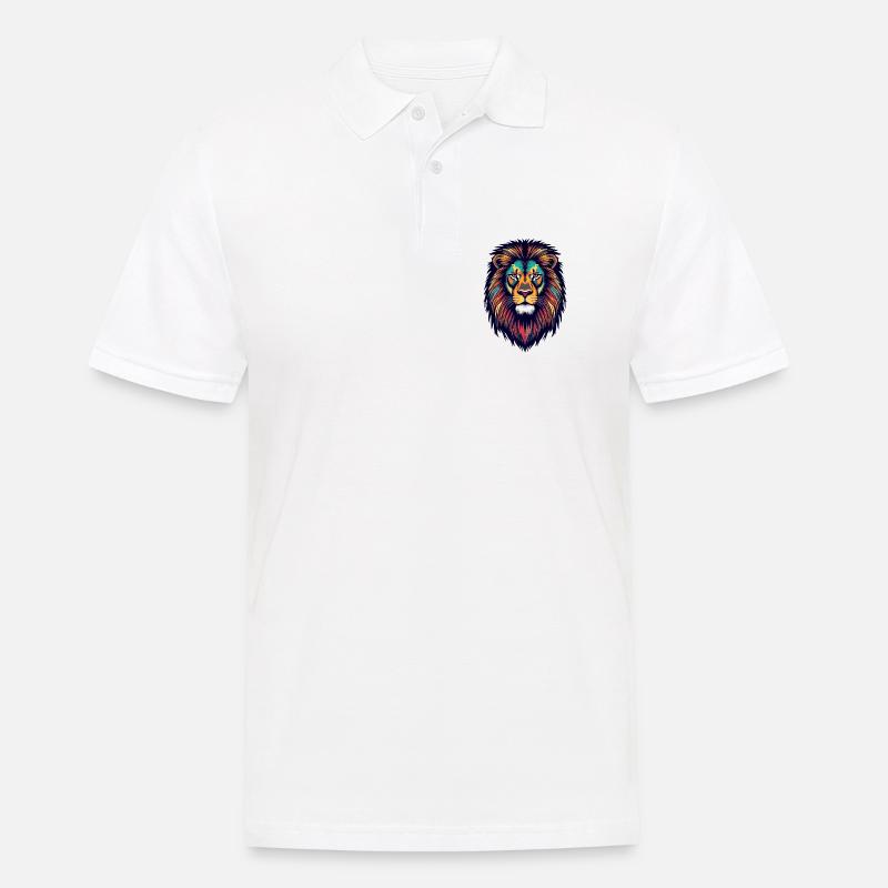 Leuchtender Löwe Farbexplosion - Männer Poloshirt - Weiß